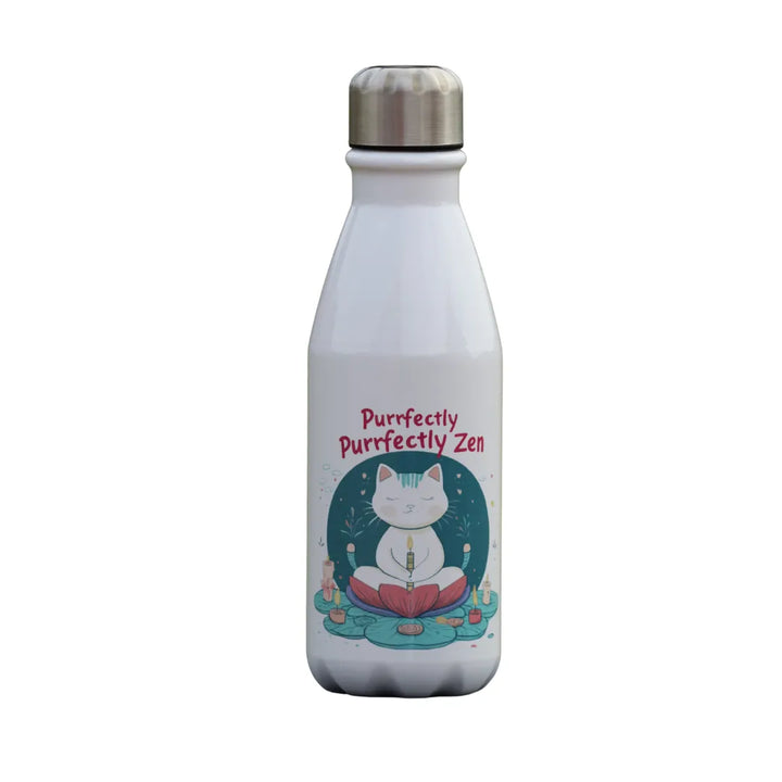 Purrfectly Zen – 650ml White Insulated Stainless Steel Water Bottle