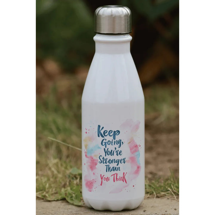 Keep Going – White stainless steel water bottle  650ml