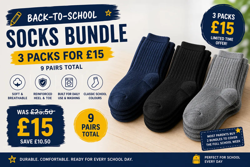Back-to-School Socks Bundle – 3 Packs for £15