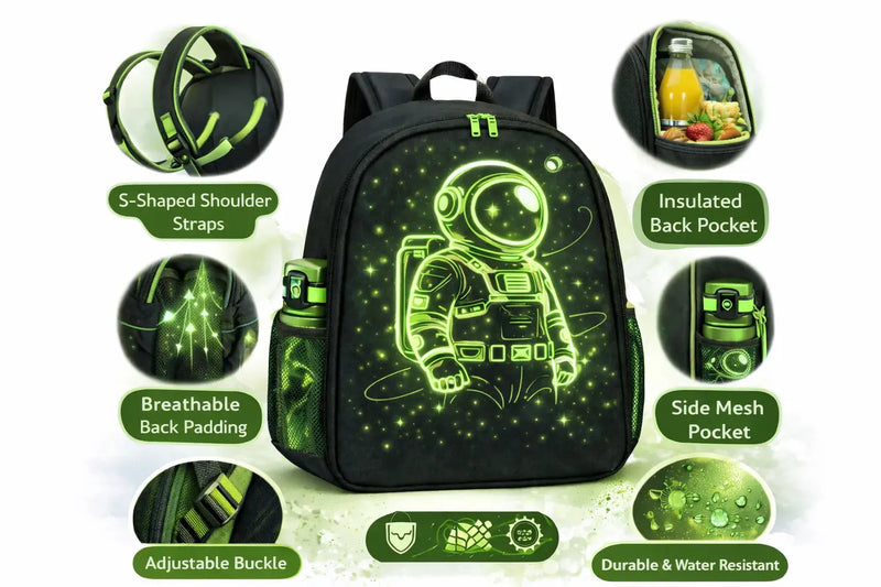 AuroraBloomCraft Astronaut Backpack – Back to School (Blue / Green / Pink) - Aurora Bloom Crafts