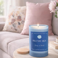 Blush Sky Luxury Scented Candle | Hand-Poured Soy Wax with Wooden Lid - Aurora Bloom Crafts