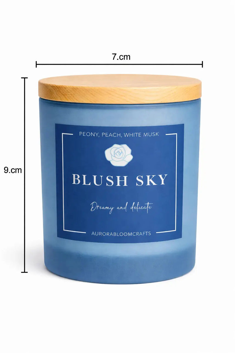 Blush Sky Luxury Scented Candle | Hand-Poured Soy Wax with Wooden Lid - Aurora Bloom Crafts