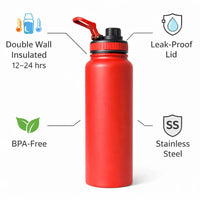 Stainless Steel Insulated Water Bottle 1000ml | Leak-Proof & BPA-Free - Aurora Bloom Crafts