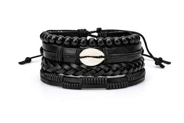 Handmade Multi-Layer Beaded Bracelet with Cowrie Shell, Adjustable Wrist Band - Aurora Bloom Crafts