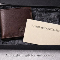 Men’s Leather Wallet | Slim Bifold with ID Window – Tree of Life - Aurora Bloom Crafts