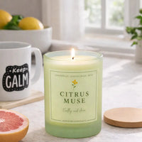 Citrus Muse Luxury Scented Candle | Hand-Poured Soy Wax with Wooden Lid - Aurora Bloom Crafts