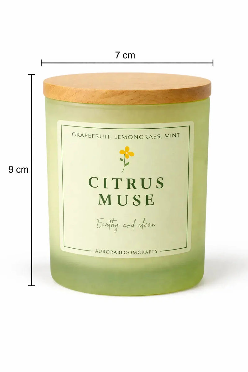 Citrus Muse Luxury Scented Candle | Hand-Poured Soy Wax with Wooden Lid - Aurora Bloom Crafts