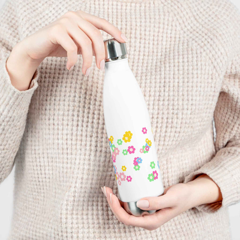 Colorful Bloom – White Insulated Water Bottle 650ml