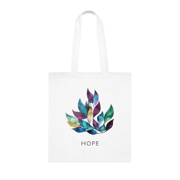 Hope Watercolor Tote Bag – White Canvas, Long Handle (38cm x 40cm)