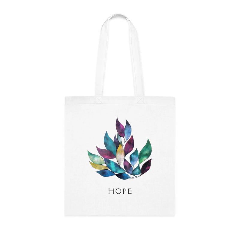 Hope Watercolor Tote Bag – White Canvas, Long Handle (38cm x 40cm)