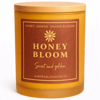 Honey Bloom Luxury Scented Candle | Hand-Poured Soy Wax with Wooden Lid - Aurora Bloom Crafts