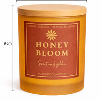 Honey Bloom Luxury Scented Candle | Hand-Poured Soy Wax with Wooden Lid - Aurora Bloom Crafts