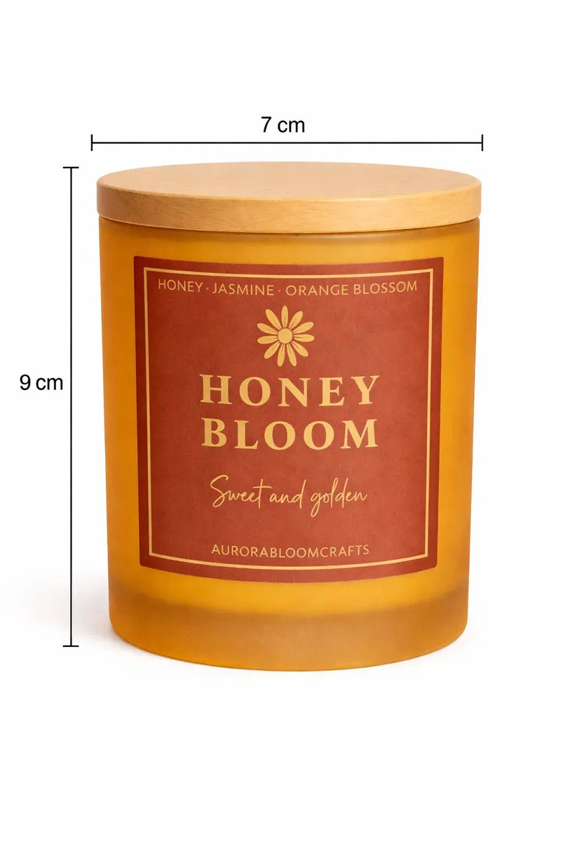 Honey Bloom Luxury Scented Candle | Hand-Poured Soy Wax with Wooden Lid - Aurora Bloom Crafts