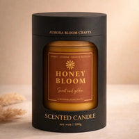 Honey Bloom Luxury Scented Candle | Hand-Poured Soy Wax with Wooden Lid - Aurora Bloom Crafts