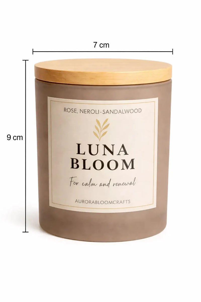 Luna Bloom Luxury Scented Candle | Hand-Poured Soy Wax with Wooden Lid - Aurora Bloom Crafts