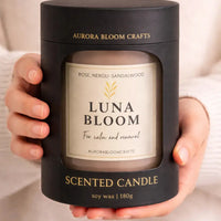 Luna Bloom Luxury Scented Candle | Hand-Poured Soy Wax with Wooden Lid - Aurora Bloom Crafts