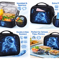 Astronaut Insulated Lunch Bag – Back to School (Blue / Green / Pink) - Aurora Bloom Crafts