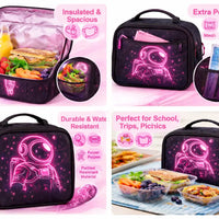 Astronaut Insulated Lunch Bag – Back to School (Blue / Green / Pink) - Aurora Bloom Crafts