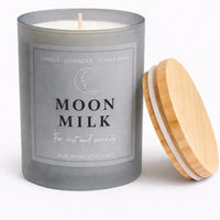 Moon Milk Luxury Scented Candle | Hand-Poured Soy Wax with Wooden Lid - Aurora Bloom Crafts