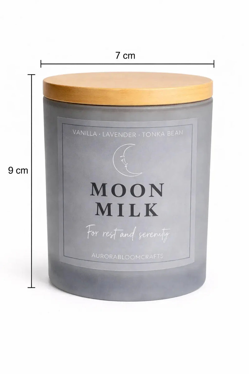 Moon Milk Luxury Scented Candle | Hand-Poured Soy Wax with Wooden Lid - Aurora Bloom Crafts