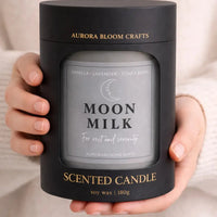 Moon Milk Luxury Scented Candle | Hand-Poured Soy Wax with Wooden Lid - Aurora Bloom Crafts