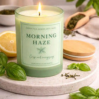 Morning Haze Luxury Scented Candle | Hand-Poured Soy Wax with Wooden Lid - Aurora Bloom Crafts
