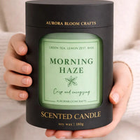 Morning Haze Luxury Scented Candle | Hand-Poured Soy Wax with Wooden Lid - Aurora Bloom Crafts