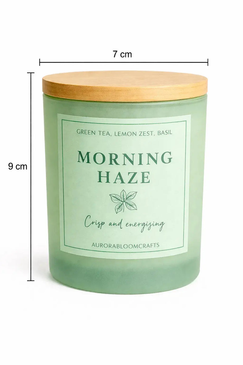 Morning Haze Luxury Scented Candle | Hand-Poured Soy Wax with Wooden Lid - Aurora Bloom Crafts