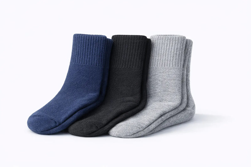 Kids School Socks 3 Pair Pack – Soft, Durable & Reinforced Crew Socks (Navy, Black & Grey)