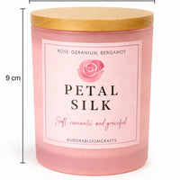 Petal Silk Luxury Scented Candle | Hand-Poured Soy Wax with Wooden Lid - Aurora Bloom Crafts