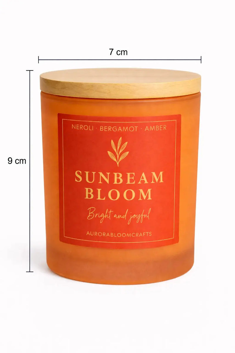 Sunbeam Bloom Luxury Scented Candle | Hand-Poured Soy Wax with Wooden Lid - Aurora Bloom Crafts