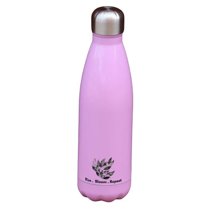 Rise. Bloom. Repeat. Water Bottle – 500ml Pink Stainless Steel Thermos, Double-Wall Insulated, BPA-Free, Leakproof Lid – Motivational Floral Design for Women, Yoga, Travel & Office