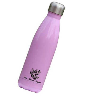 Rise. Bloom. Repeat. Water Bottle – 500ml Pink Stainless Steel Thermos, Double-Wall Insulated, BPA-Free, Leakproof Lid – Motivational Floral Design for Women, Yoga, Travel & Office