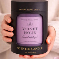 Velvet Hour Luxury Scented Candle | Hand-Poured Soy Wax with Wooden Lid - Aurora Bloom Crafts