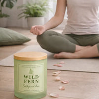 Wild Fern Luxury Scented Candle | Hand-Poured Soy Wax with Wooden Lid - Aurora Bloom Crafts