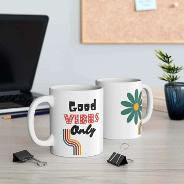 Aurora Bloom Crafts Good Vibes Only Mug - Positive Vibes Drinking Mug