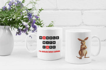 Funny Kangaroo Mug - Careful Handling Design for Humor Lovers