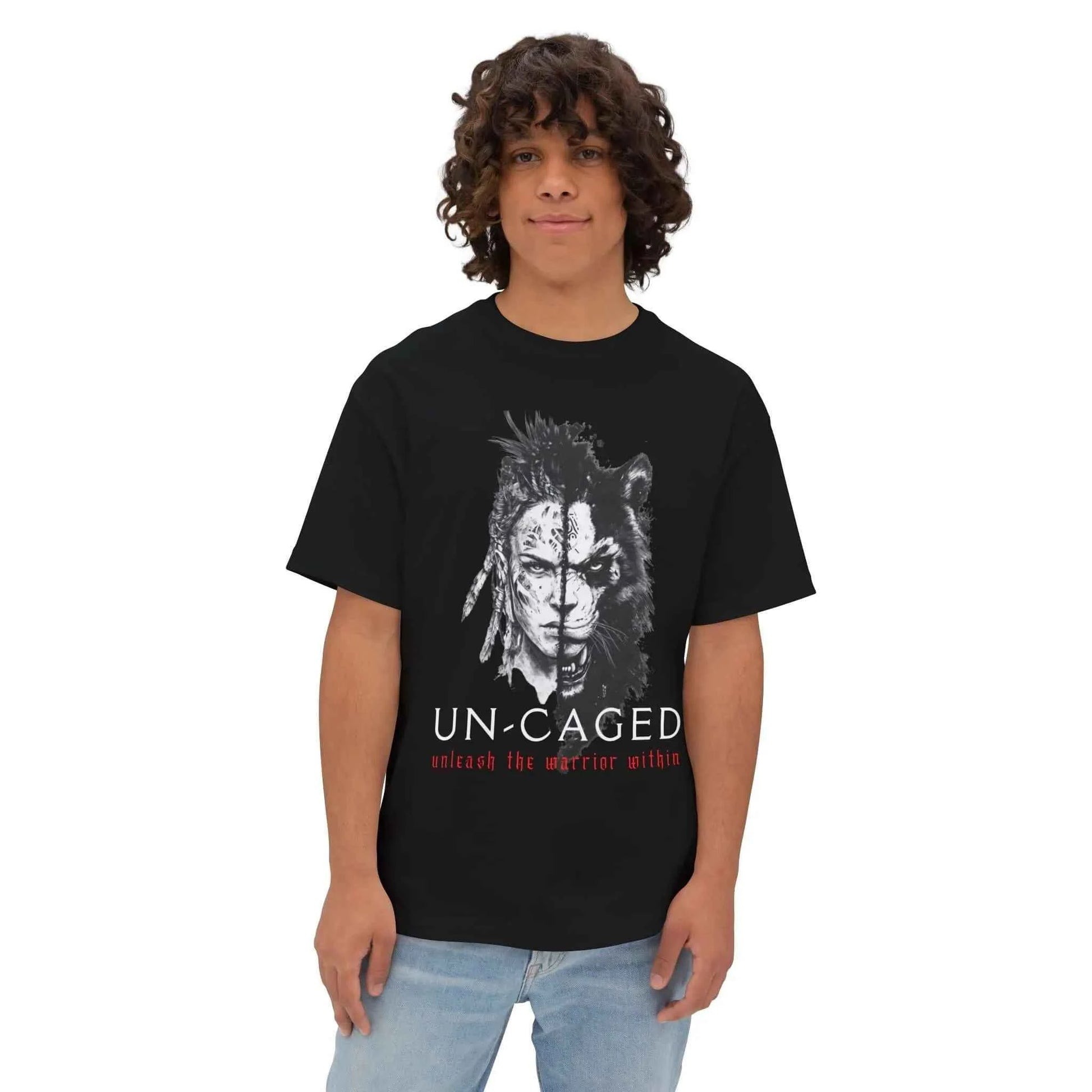 Un-Caged Warrior-Themed Oversized T-Shirt for Men and Women