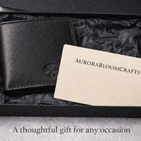 Men’s Leather Wallet | Slim Bifold with ID Window – Tree of Life - Aurora Bloom Crafts