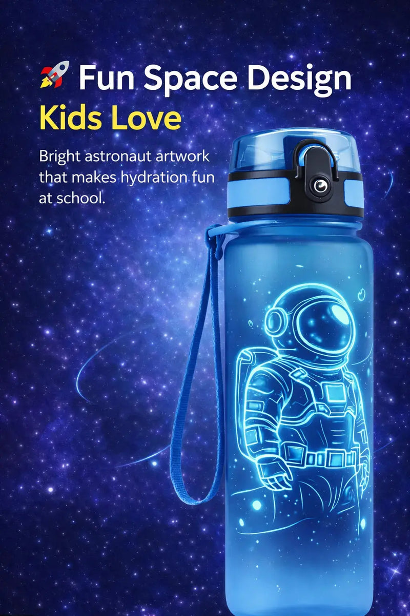 Cosmic Explorer Kids Water Bottle 500ml | BPA-Free Tritan Bottle - Aurora Bloom Crafts