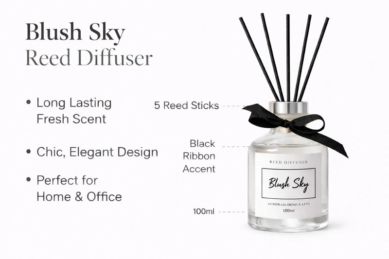 Aurora Bloom Crafts Reed Diffuser – Blush Sky (100ml)