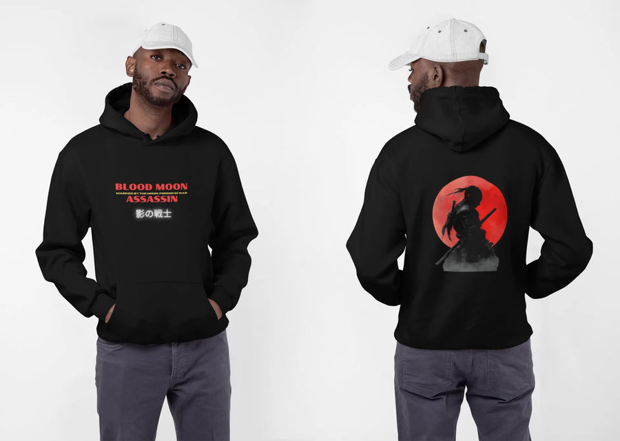 Blood Moon Assassin Hoodie - Black Urban Streetwear Hoodie