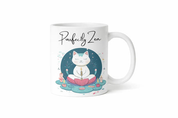 Perfectly Zen Cat Mug 11oz ceramic coffee mug for cat lovers