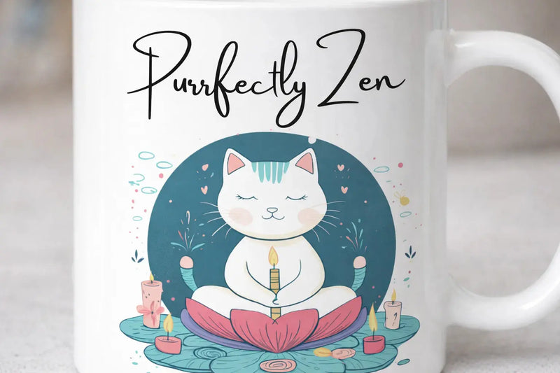 Perfectly Zen Cat Mug 11oz ceramic coffee mug for cat lovers