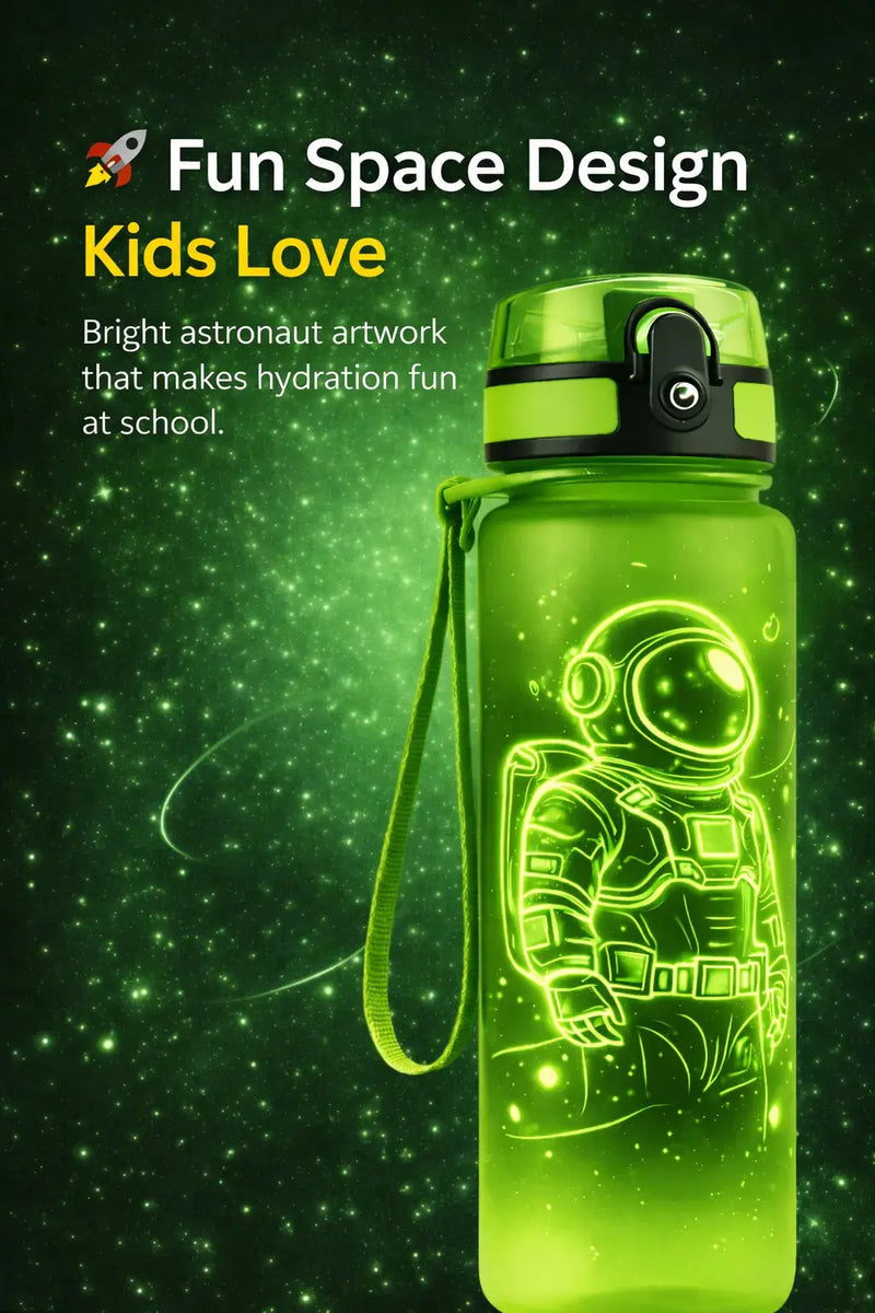 Cosmic Explorer Kids Water Bottle 500ml | BPA-Free Tritan Bottle - Aurora Bloom Crafts
