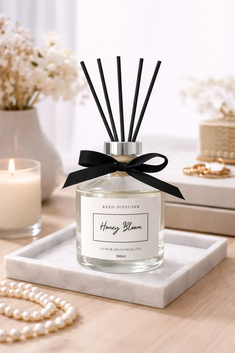 Aurora Bloom Crafts Reed Diffuser – Honey Bloom (100ml)