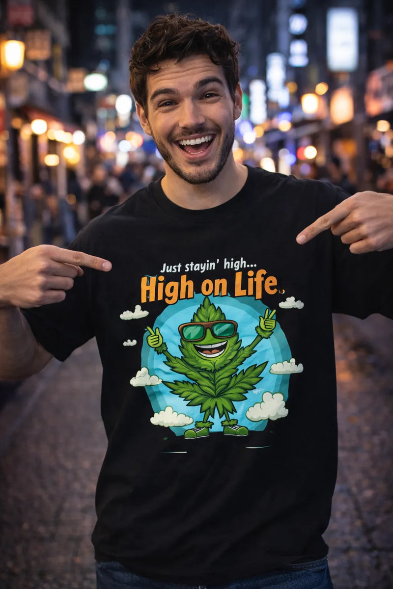 High on Life – Smiling Leaf Tee | Aurora Bloom Crafts