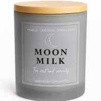 Moon Milk Luxury Scented Candle | Hand-Poured Soy Wax with Wooden Lid - Aurora Bloom Crafts