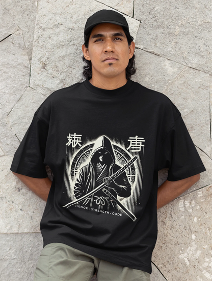 Honor Strength Code Samurai Warrior Oversized T-Shirt - Unisex Graphic Tee