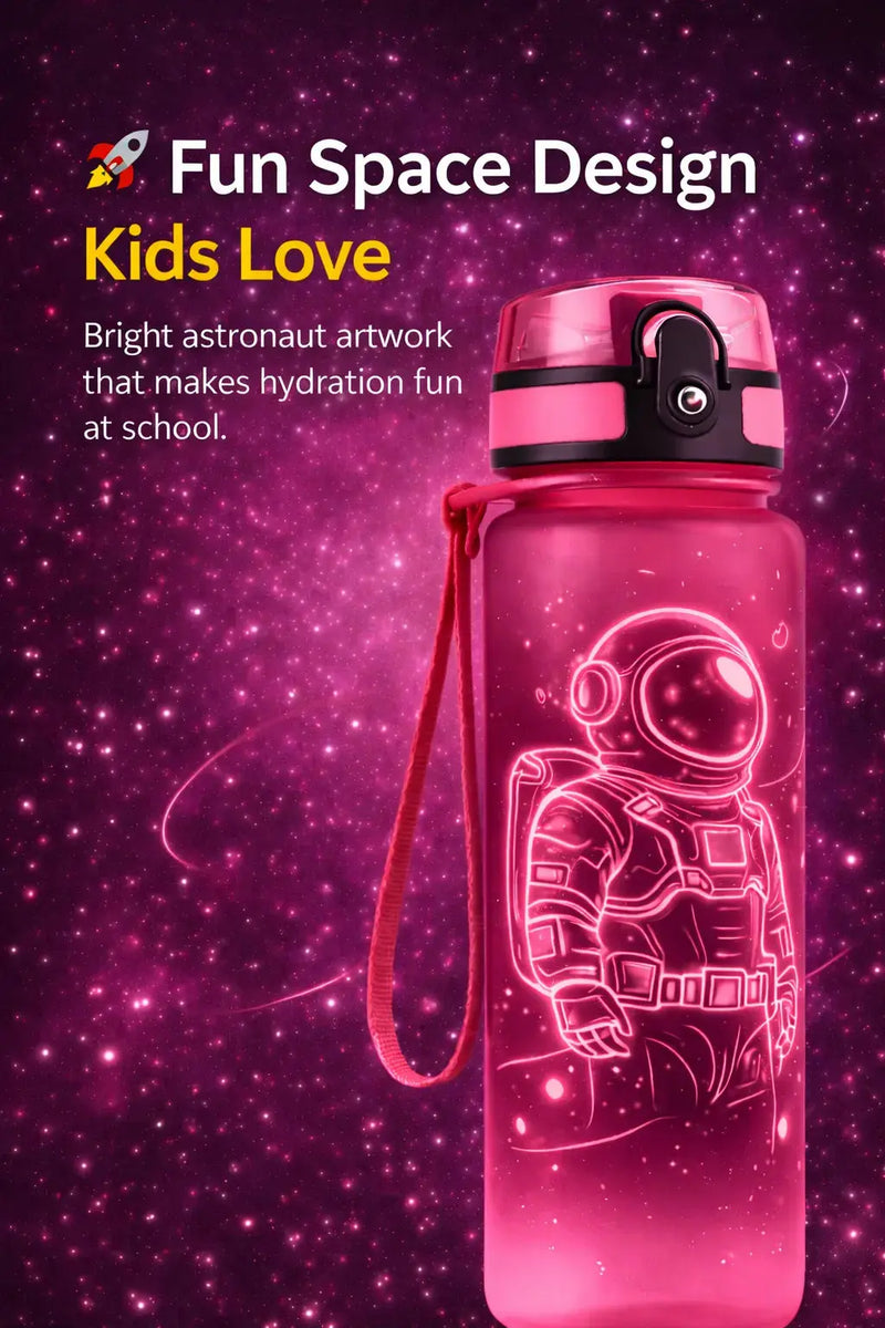 Cosmic Explorer Kids Water Bottle 500ml | BPA-Free Tritan Bottle - Aurora Bloom Crafts